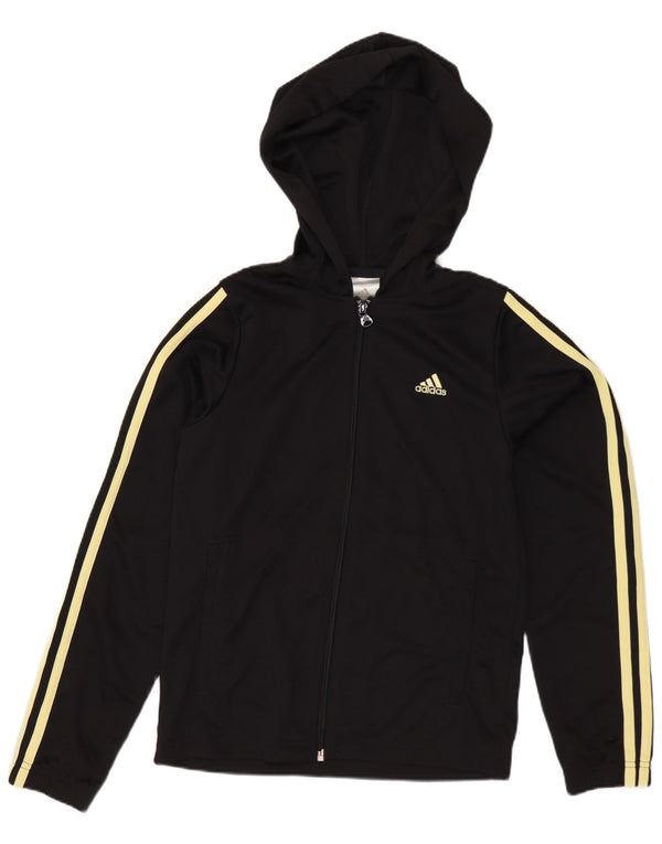 Adidas ženska trenirka s kapuljačom, gornja jakna UK 8, mali crni poliester