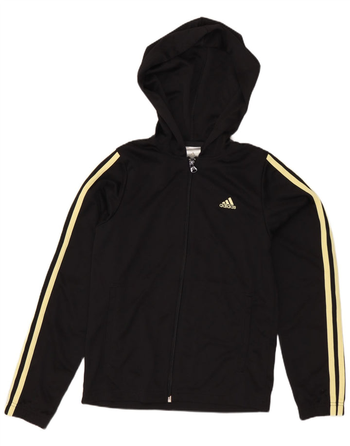 Adidas ženska trenirka s kapuljačom, gornja jakna UK 8, mali crni poliester