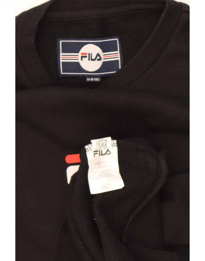 Fila Boys Graphic Sweatshirt Džemper 13-14 godina crni poliester