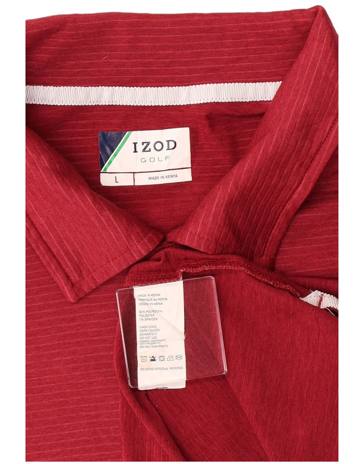 Izod muška polo majica za golf s velikim crvenim prugama od poliestera