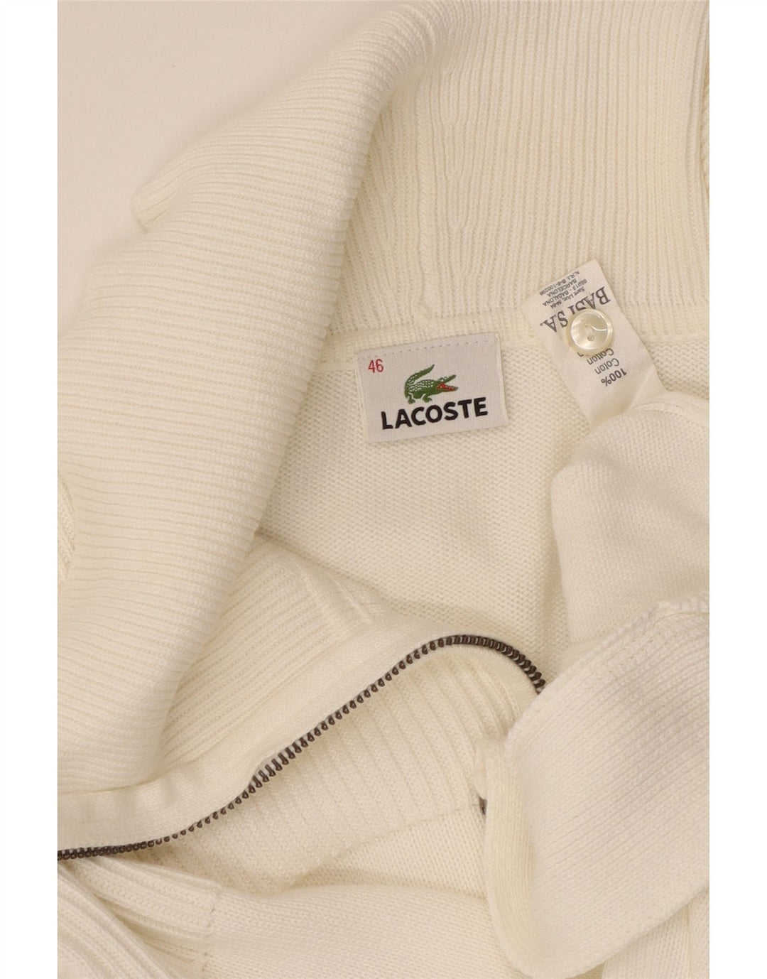 LACOSTE ženski kardigan džemper, veličina 46 XL, bijeli pamuk