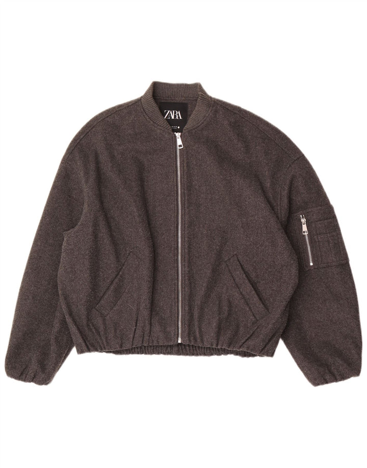 Zara ženska prevelika bomber jakna UK 6 2XS sivi poliester