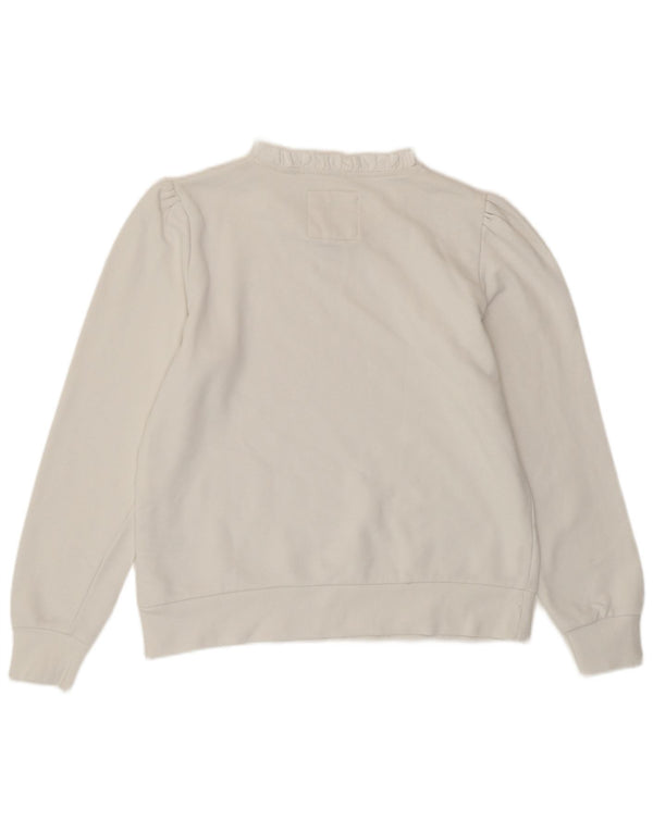 CREW CLOTHING Ženska majica s kratkim rukavima UK 12 Srednje bijeli pamuk