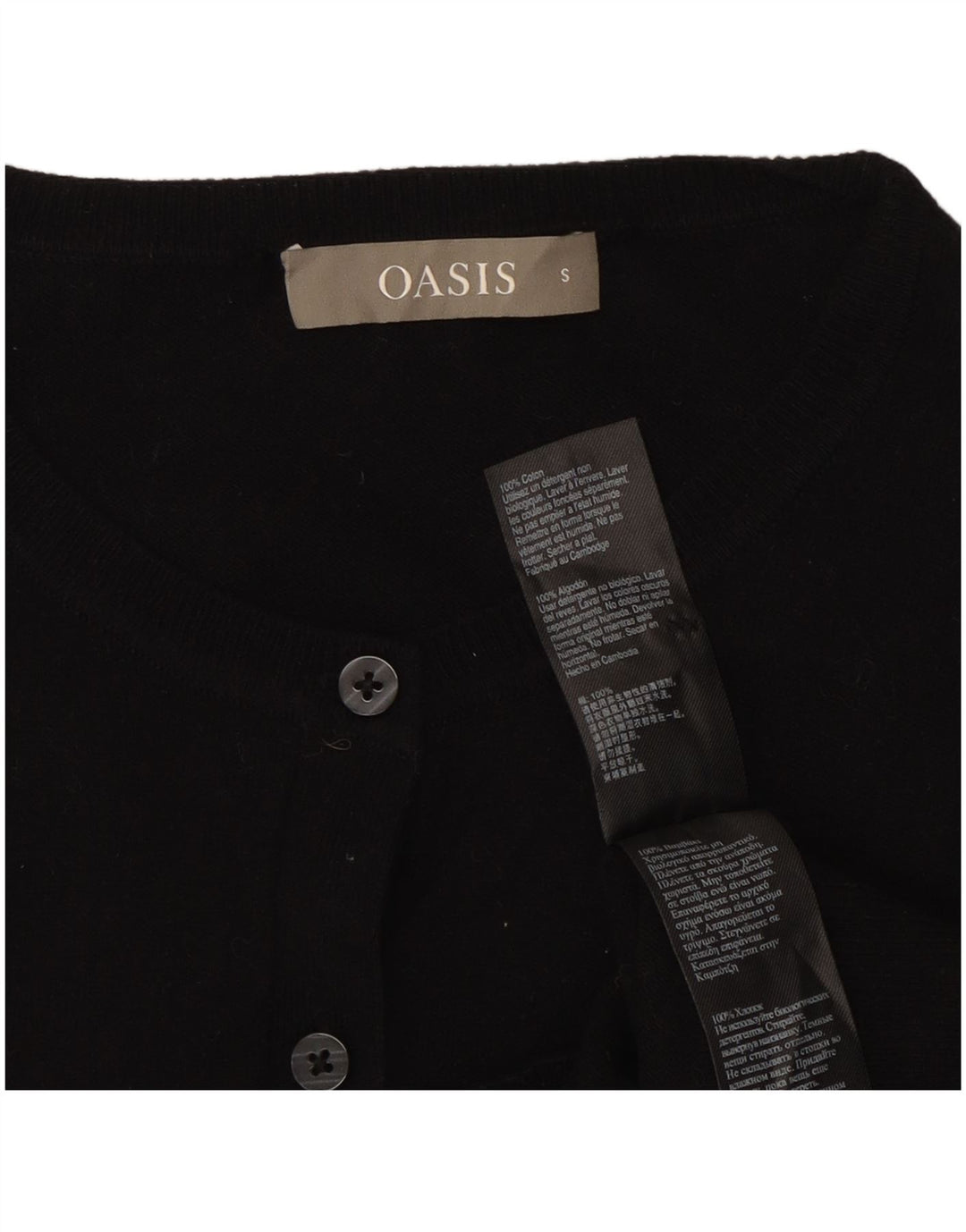 Oasis ženski kardigan džemper UK 8 Mali crni pamuk
