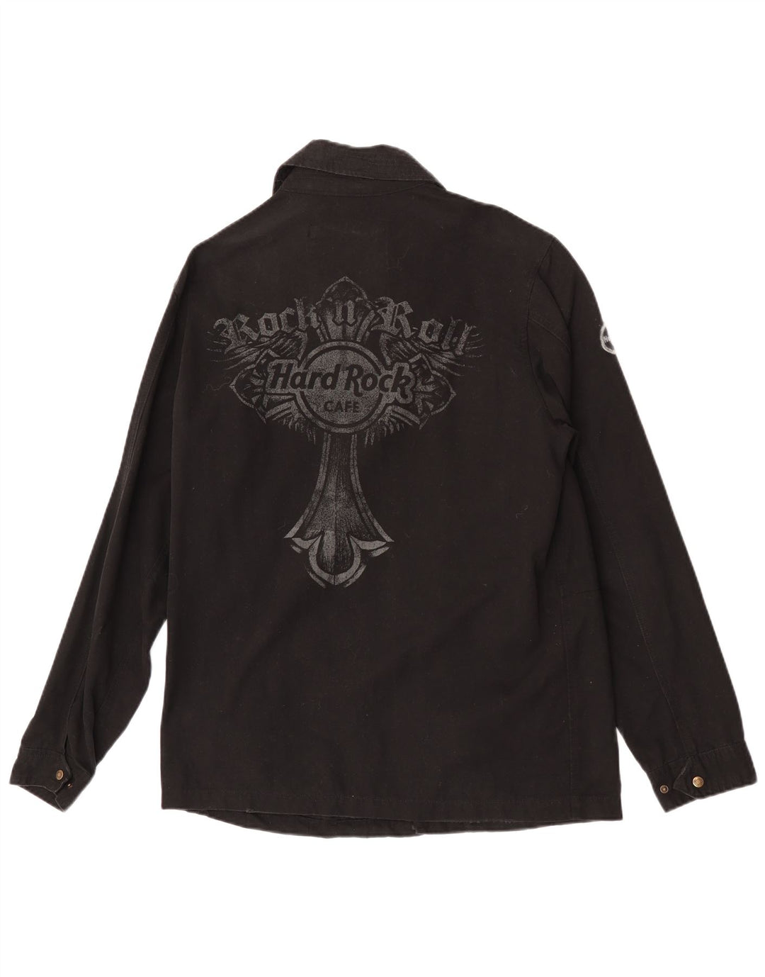 Hard Rock Cafe Muška grafička vojna jakna UK 38 Srednje crni pamuk