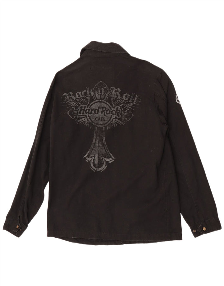 Hard Rock Cafe Muška grafička vojna jakna UK 38 Srednje crni pamuk
