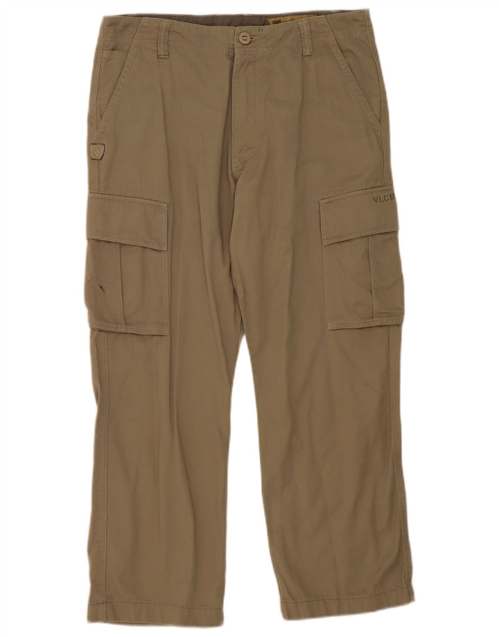Volcom muške ravne kargo hlače W32 L27 Kaki pamuk