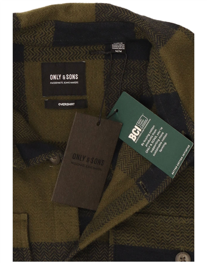 Only & Sons muška majica s flanelskom košuljom, srednji kaki karirani pamuk