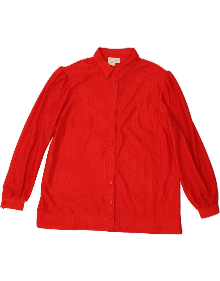 VINTAGE Womens Shirt Blouse UK 18 XL Red Spotted Polyester Vintage Vintage and Second-Hand Vintage from Messina Hembry 