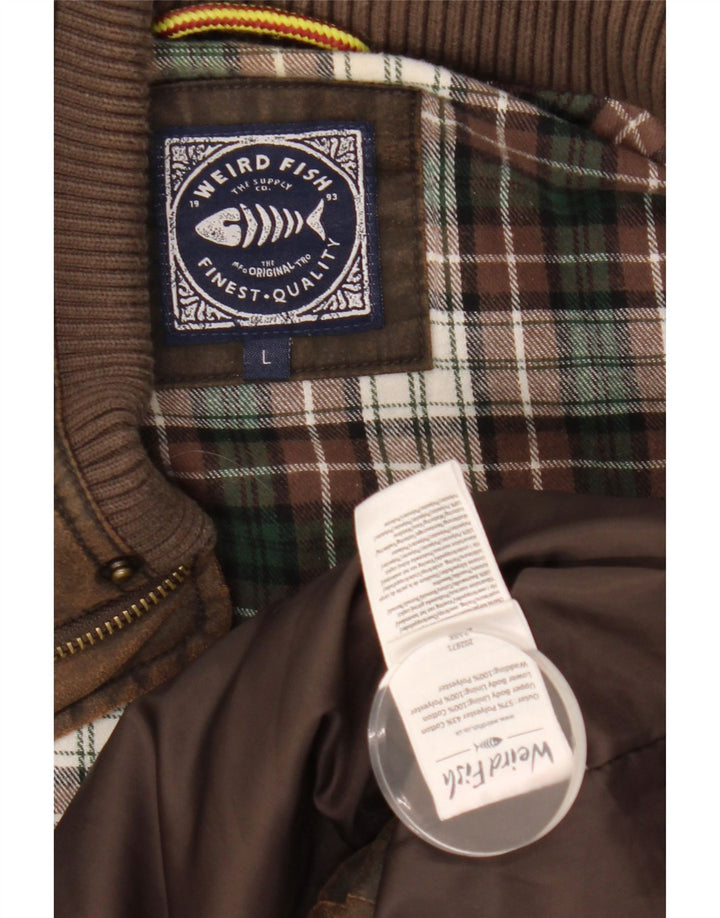 WEIRD FISH Muška podstavljena jakna UK 40, veliki smeđi poliester