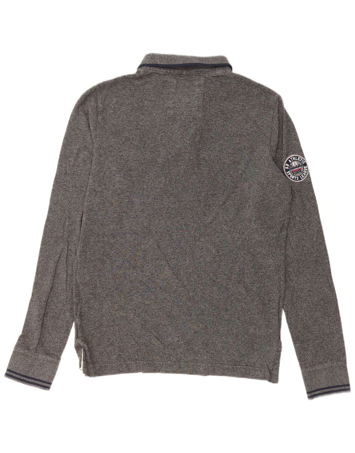 Superdry muška klasična grafička polo majica dugih rukava, srednje sivi pamuk