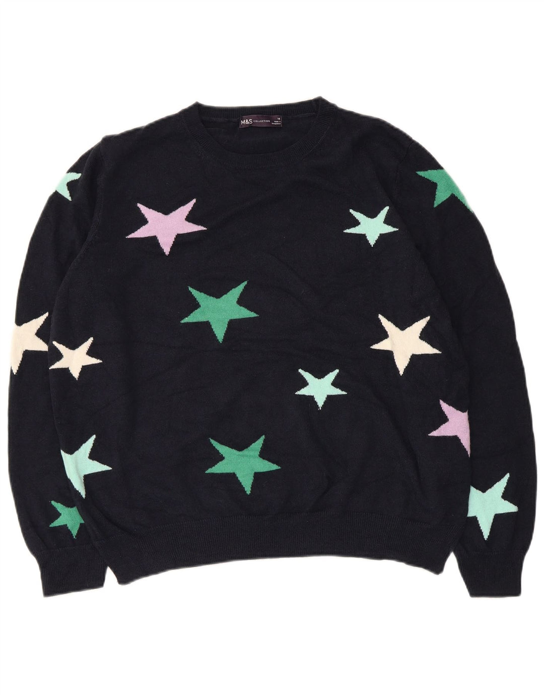 MARKS & SPENCER ženski džemper s veznim izrezom UK 18 XL tamnoplavi