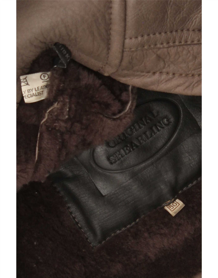 Vintage muška dvoredna jakna od šištrenih šiša IT 50 velika smeđa koža