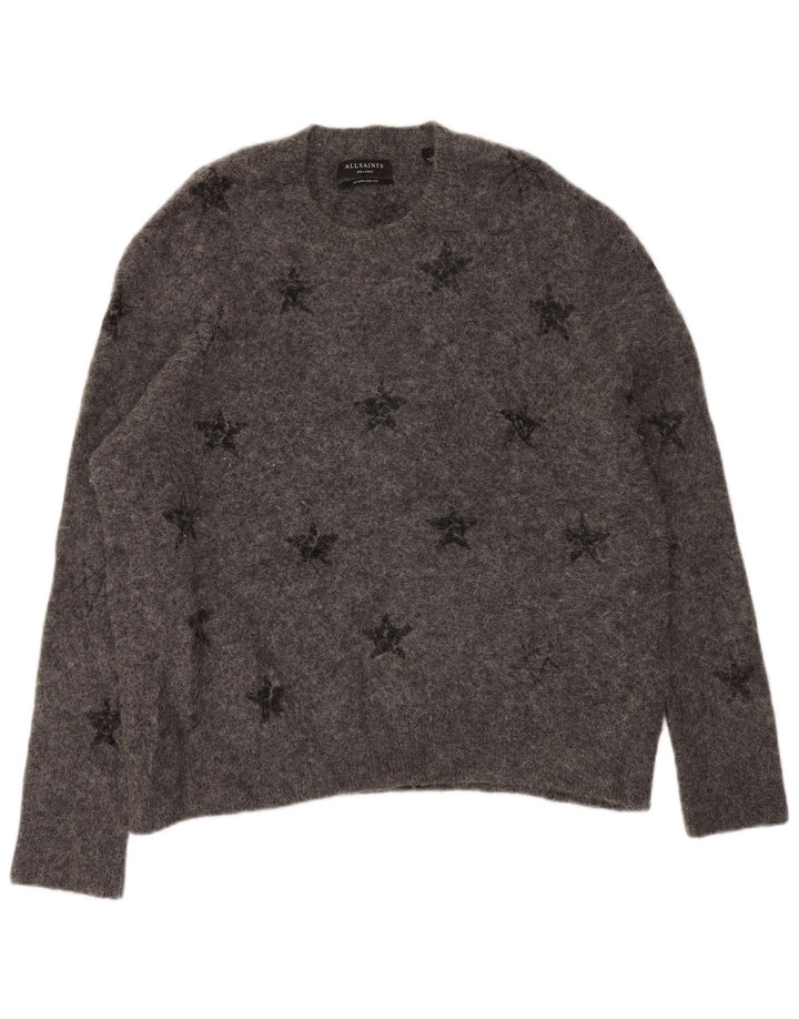 ALL SAINTS Ženski džemper s okruglim izrezom UK 20 2XL sivi geometrijski