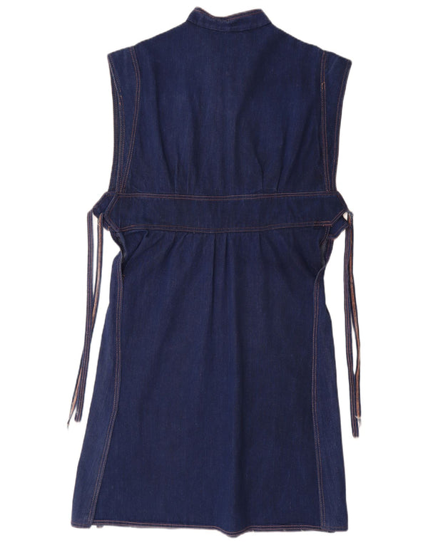 VINTAGE Womens Denim Dress UK 14 Medium Blue