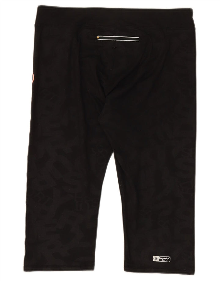 SUPERDRY Womens Graphic Bermuda Sport Shorts UK 14 Medium  Black Polyester
