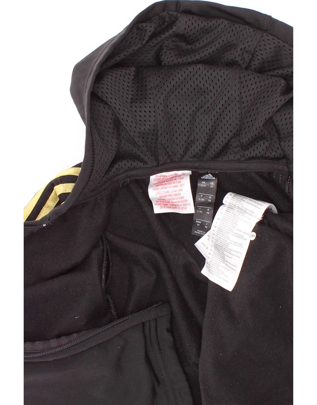 Adidas pulover s kapuljačom s patentnim zatvaračem za dječake 2-3 godine, crni poliester
