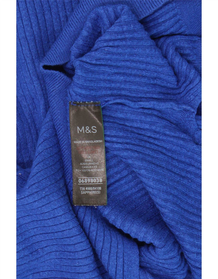Marks & Spencer ženski pulover s izrezom i patentnim zatvaračem UK 10 Mala plava viskoza
