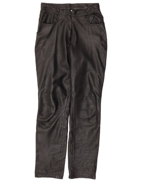 VINTAGE Ženske sužene kožne hlače UK 10 Male W28 L30 Crna koža