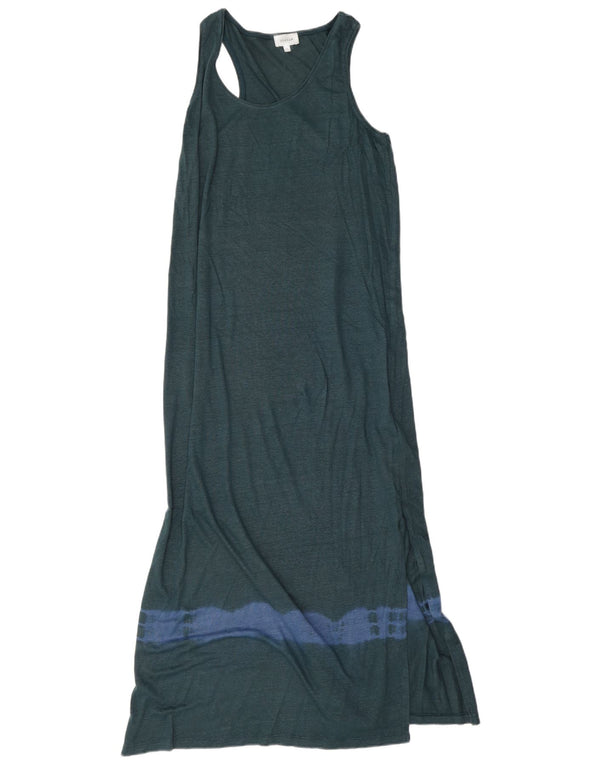 Jigsaw ženska maksi haljina bez rukava UK 14 Srednje zeleno platno s kravatom