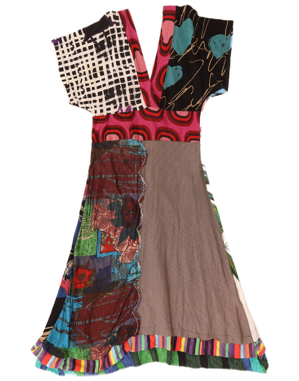 Desigual Womens Graphic A-Line Dress UK 18 XL Multicoloured Floral Cotton