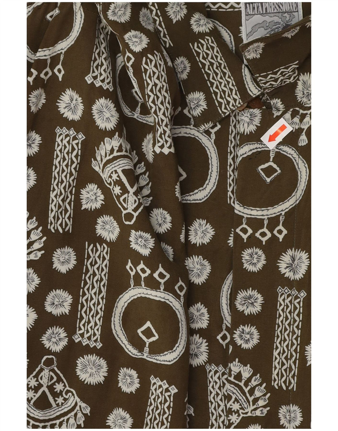 Vintage muška košulja kratkih rukava s apstraktnim uzorkom XL kaki boje