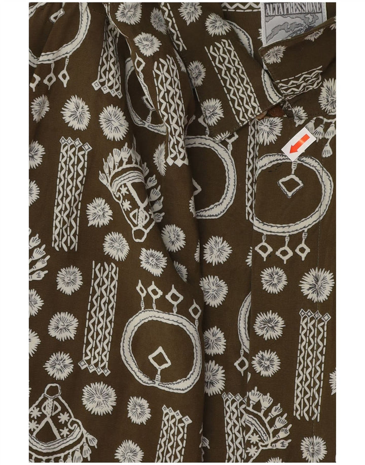 Vintage muška košulja kratkih rukava s apstraktnim uzorkom XL kaki boje