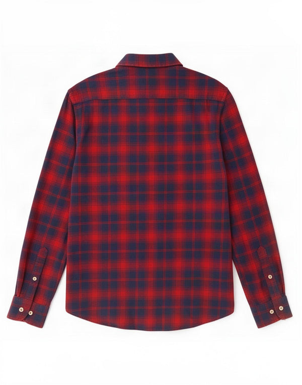 Carrera Mens Regular Fit Flannel Shirt Medium Red Check Cotton