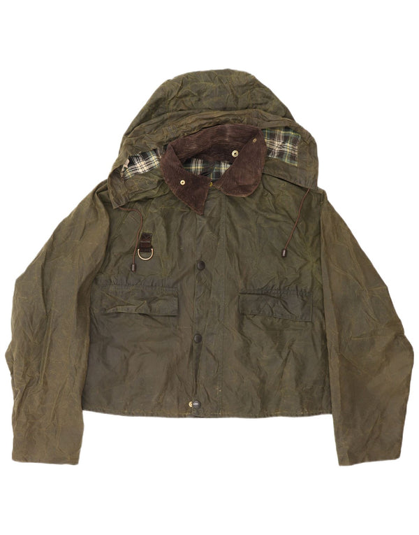 Barbour muška jakna od voštanog pamuka s kapuljačom Spey UK 40 Large kaki pamuk