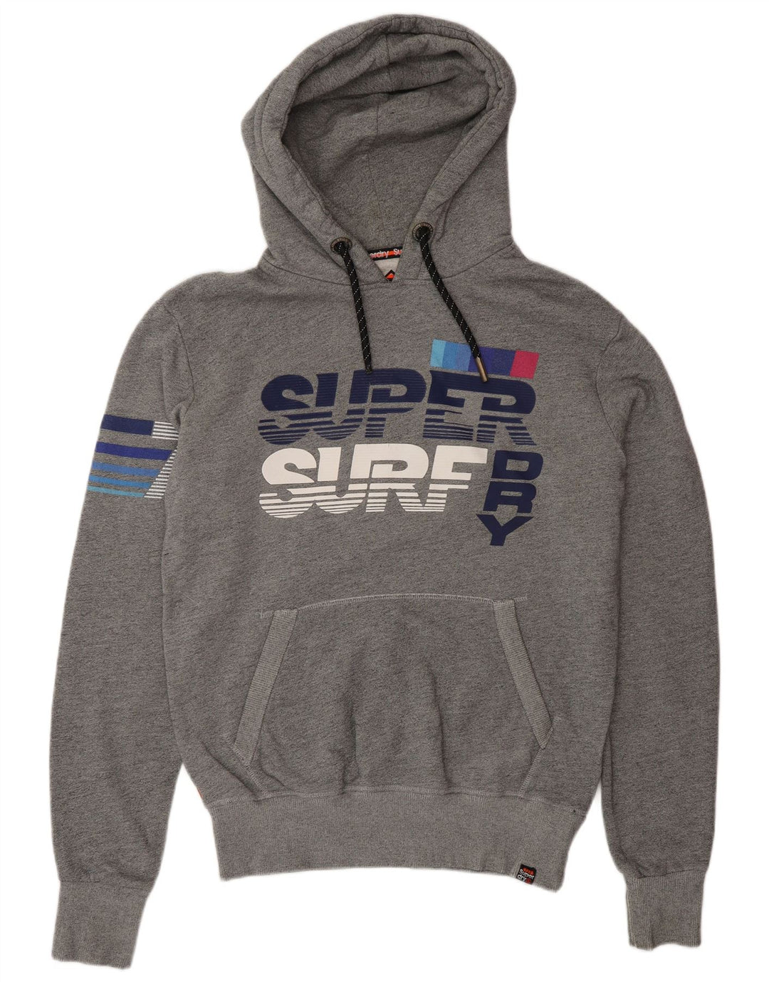 Superdry muška majica s kapuljačom s kapuljačom, srednje sivi pamuk