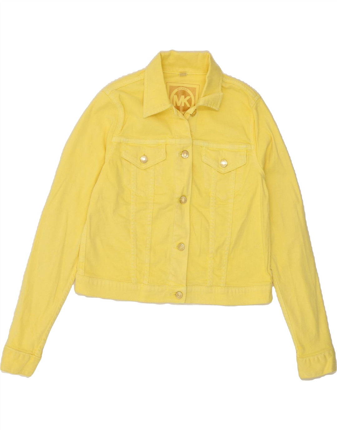 MICHAEL KORS Womens Crop Denim Jacket UK 10 Small Yellow Cotton Vintage Michael Kors and Second-Hand Michael Kors from Messina Hembry 