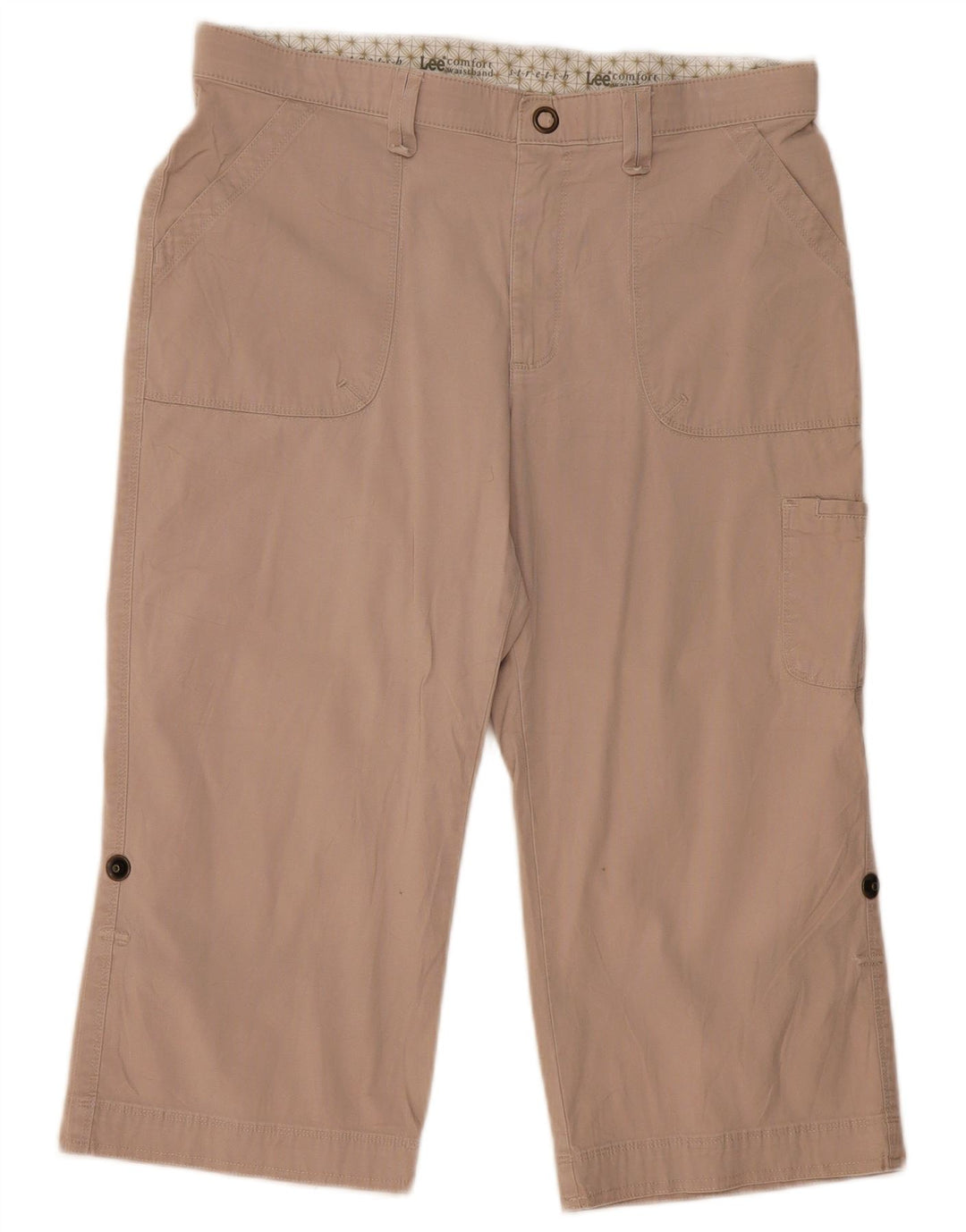 LEE Womens Cargo Capri Trousers US 14 XL W36 L21 Beige Cotton
