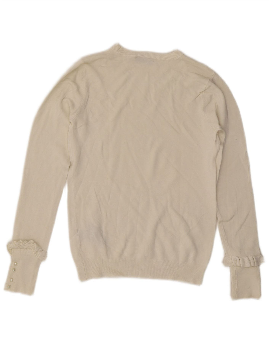 ZARA ženski džemper s morskim izrezom UK 12 Srednje svijetlo bijela viskoza