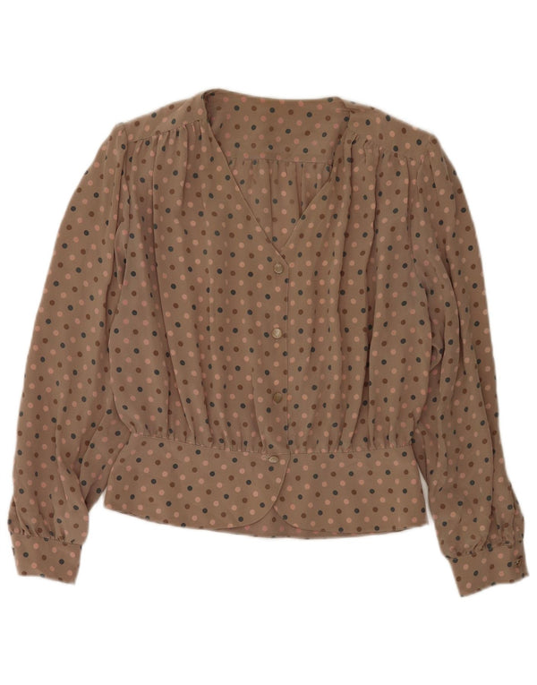 Vintage ženska košulja bluza UK 18 XL smeđa točkasta