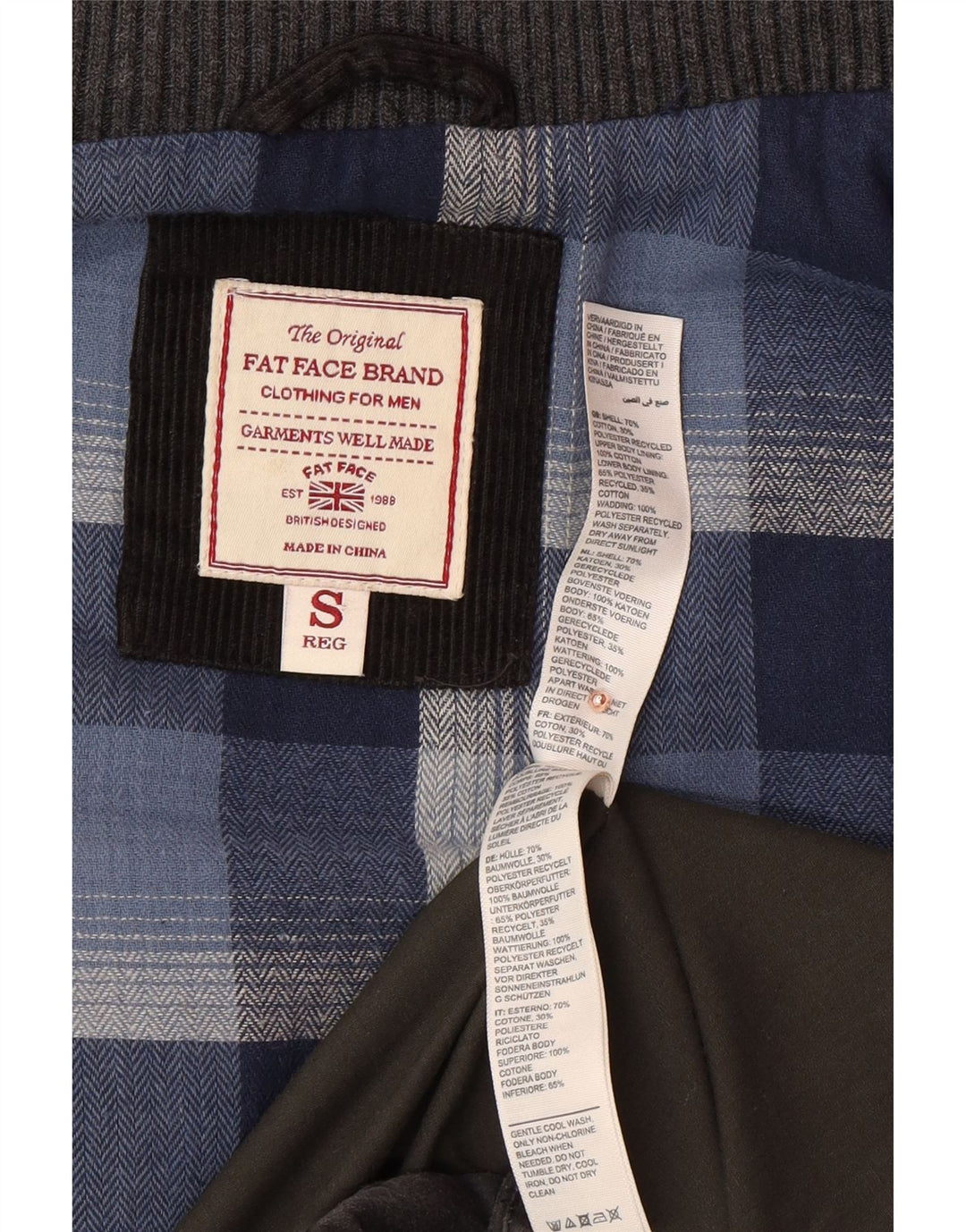 FAT FACE Muška podstavljena jakna UK 36 Mala siva pamuk