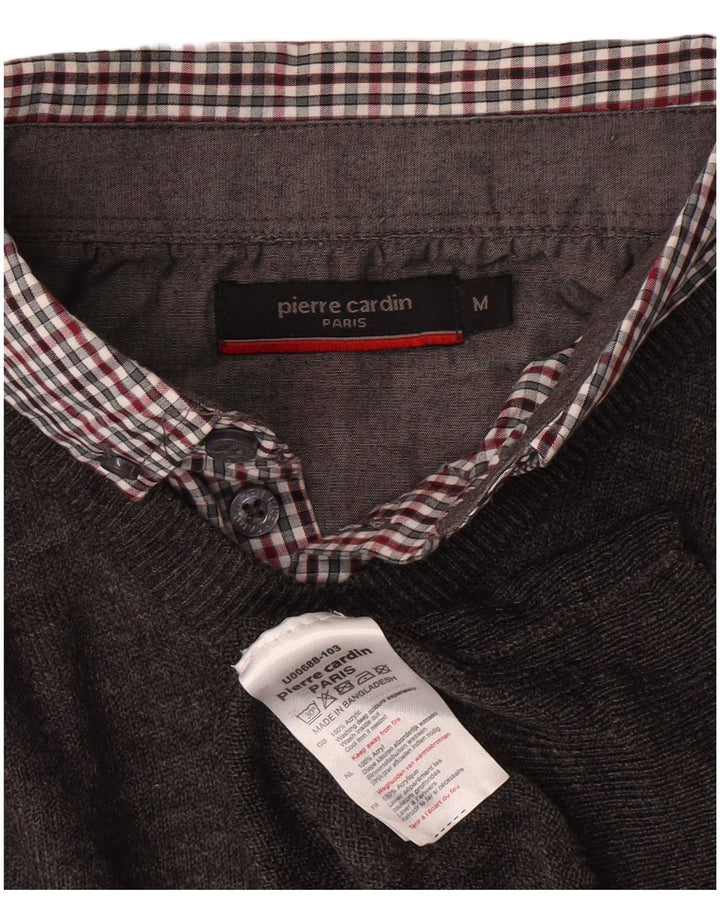 PIERRE CARDIN Muški džemper s V-izrezom srednje sivi akrilni klasični