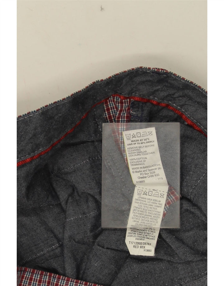 Marks & Spencer muške chino kratke hlače W38 XL crveni pamuk od ginghama