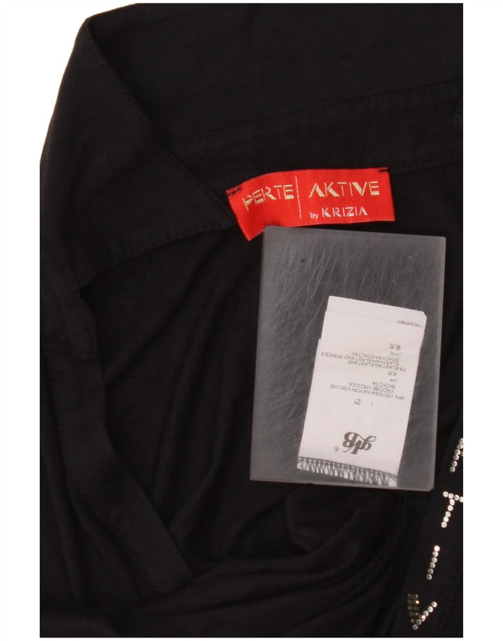 PERTE BY KRIZIA Ženska polo majica dugih rukava UK 14 Srednje crna viskoza