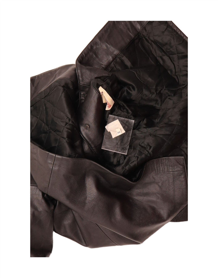 VINTAGE Womens Leather Coat EU 44 XL Black Leather Vintage Vintage and Second-Hand Vintage from Messina Hembry 
