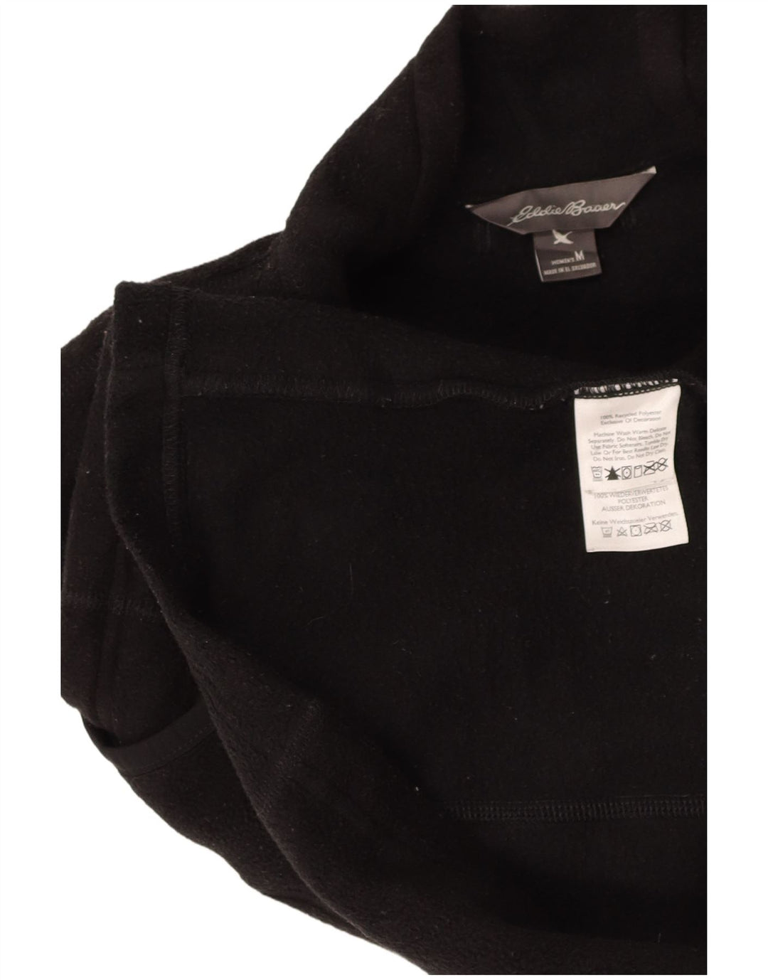 EDDIE BAUER Womens Fleece Gilet UK 14 Medium Black Polyester
