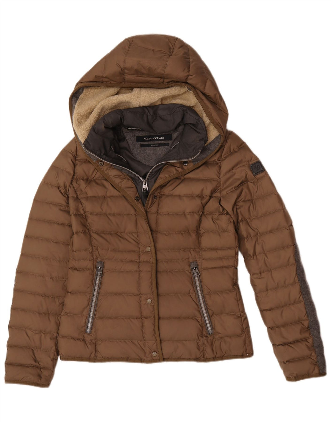 Ženska podstavljena jakna s kapuljačom Marc O'Polo EU 36 Small Brown Colourblock
