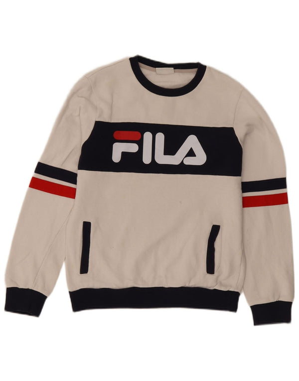 Fila ženski džemper s grafičkim motivima UK 6 XS bijeli pamuk u boji