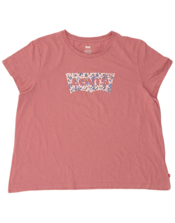 Levi's ženska majica kratkih rukava s grafičkim motivima UK 20 2XL, ružičasti pamuk
