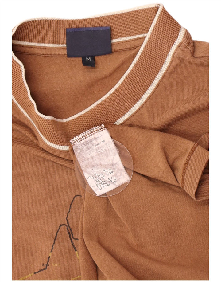 Trussardi Jeans muška majica s grafičkim motivima dugih rukava, srednje smeđi pamuk