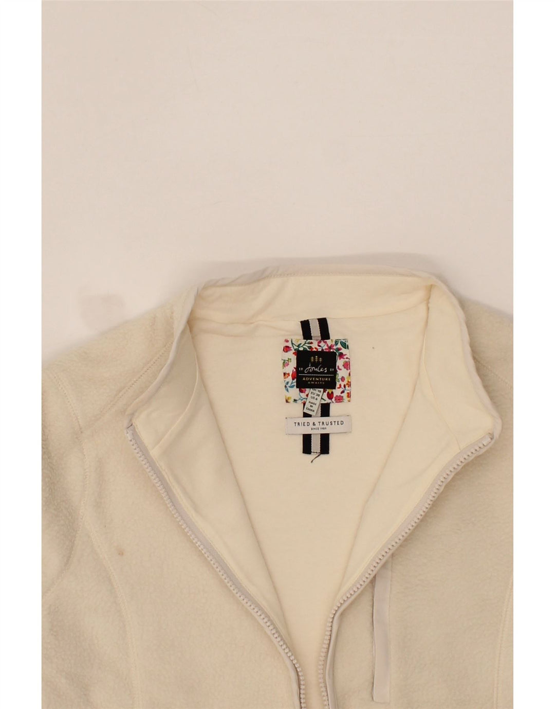 JOULES Womens Fleece Jacket UK 10 Small Off White Polyester Vintage Joules and Second-Hand Joules from Messina Hembry 