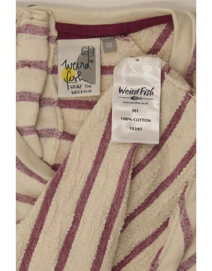 WEIRD FISH Womens Oversized Cardigan Sweater UK 10 Small  Beige Striped Vintage Weird Fish and Second-Hand Weird Fish from Messina Hembry 