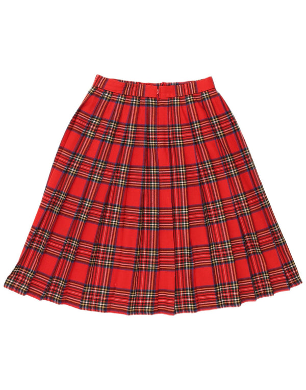 VINTAGE ženska plisirana suknja s noževima IT 44 srednje veličine W32 crvena karirana vuna