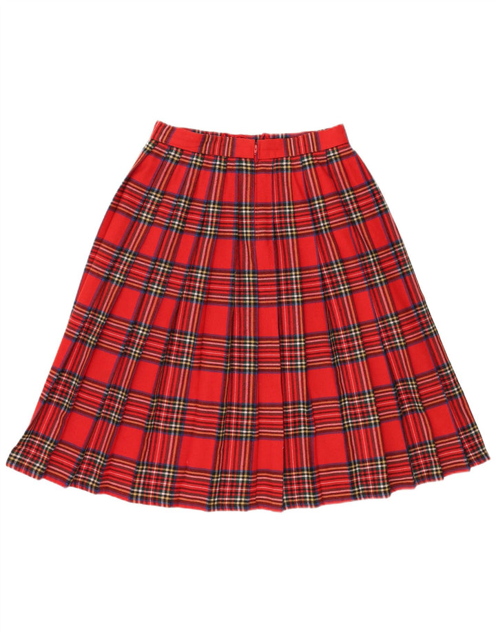 VINTAGE ženska plisirana suknja s noževima IT 44 srednje veličine W32 crvena karirana vuna