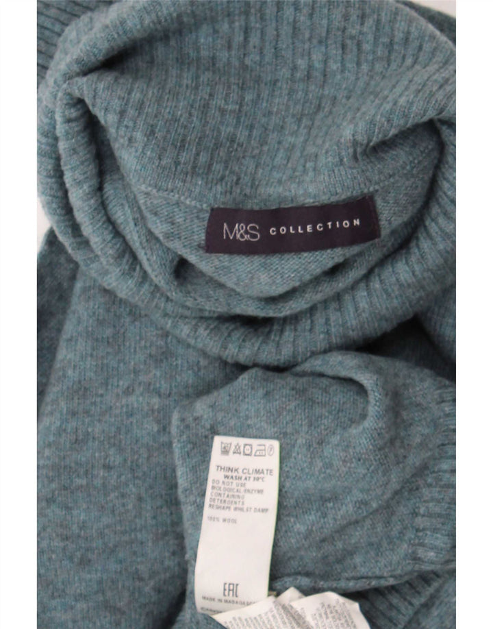Marks & Spencer ženski pulover s rol izrezom UK 14 Srednje plava vunena