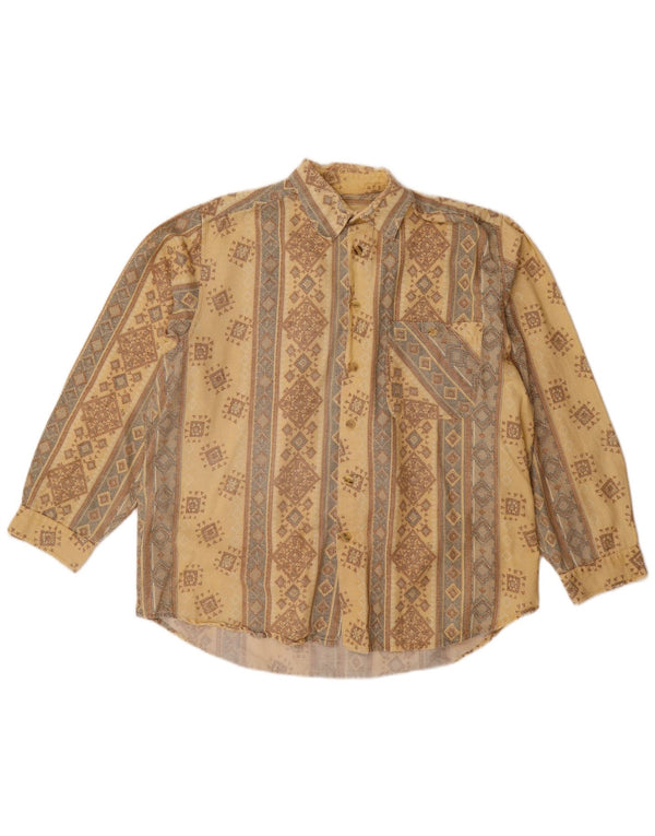 VINTAGE muška košulja veličina 15 1/2 16 39/40 srednje bež geometrijski pamuk